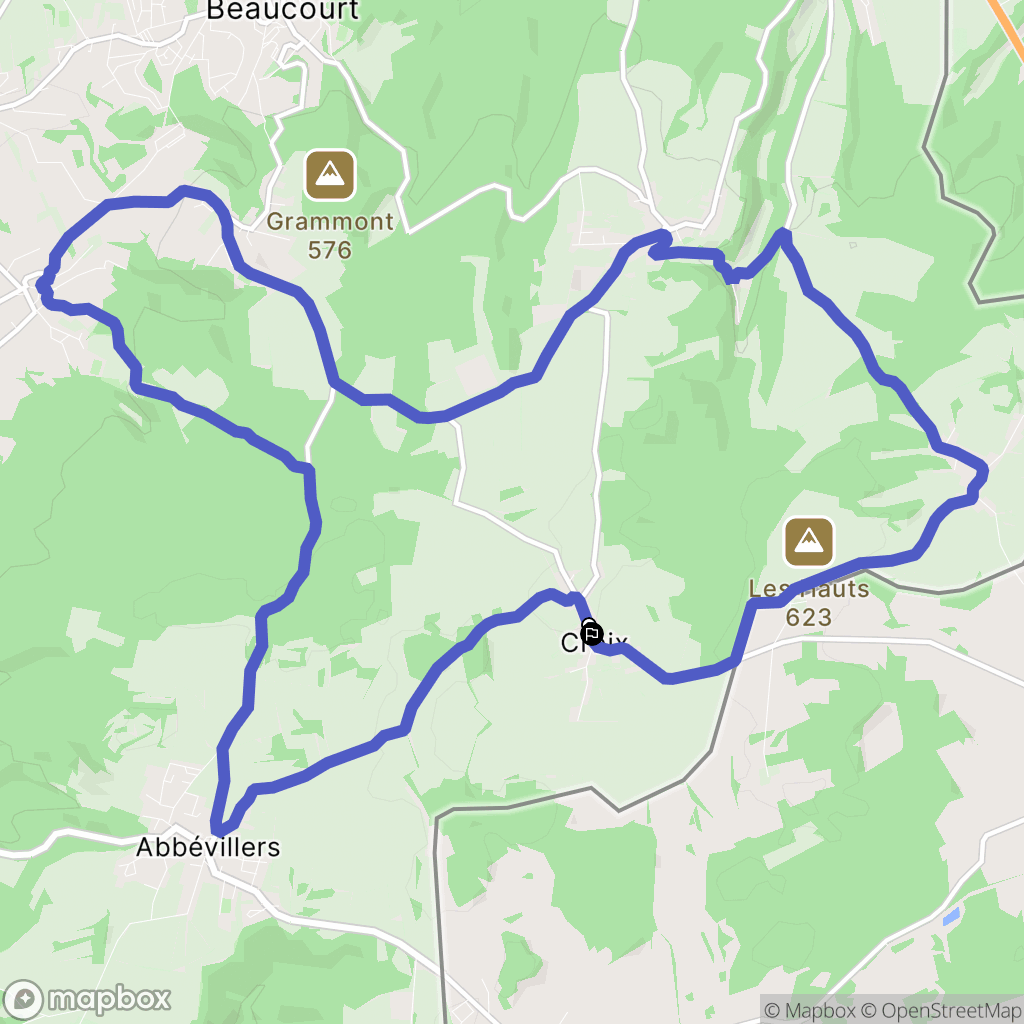 Croix : carte du parcours de randonnée - France
