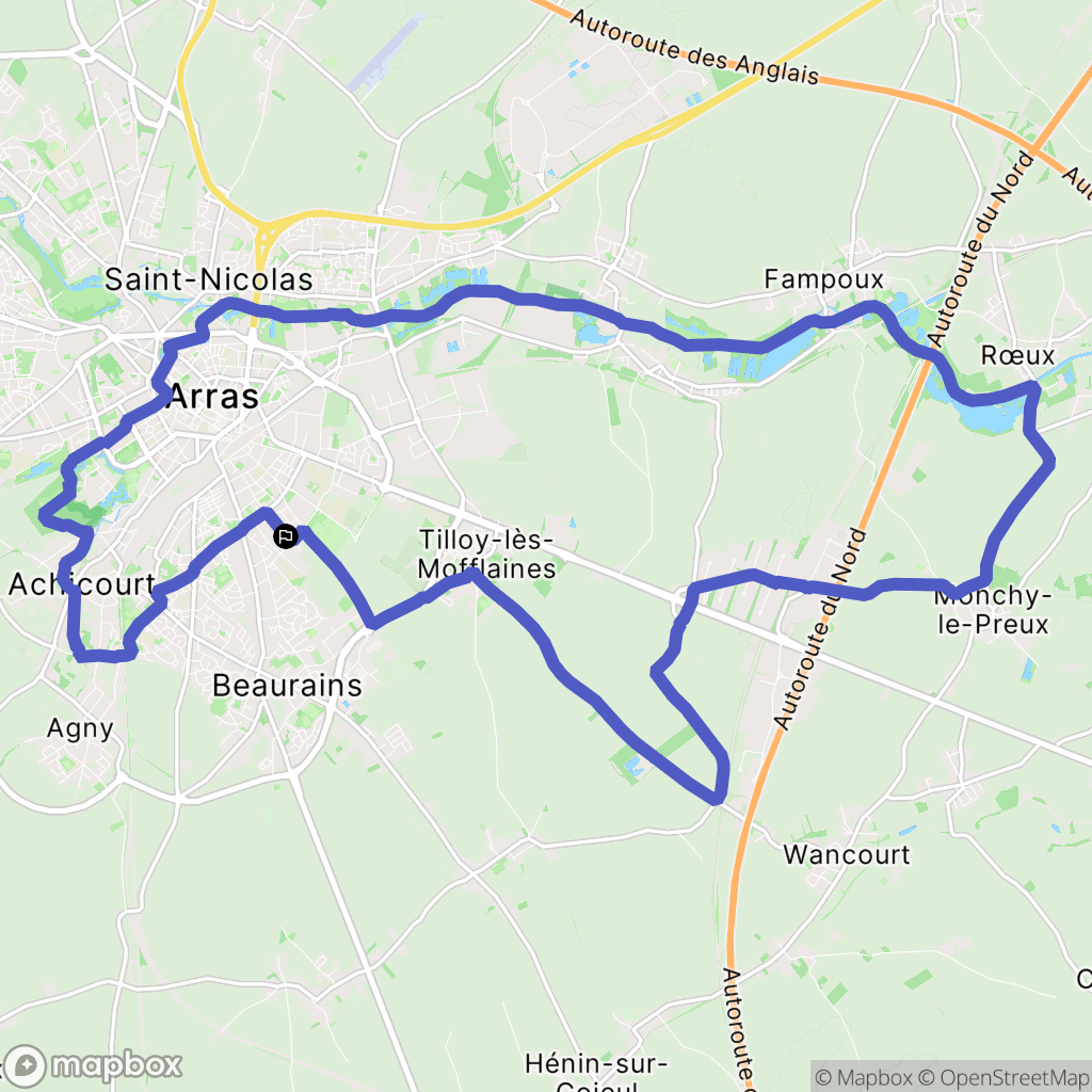 Arras : carte du parcours de randonnée - France
