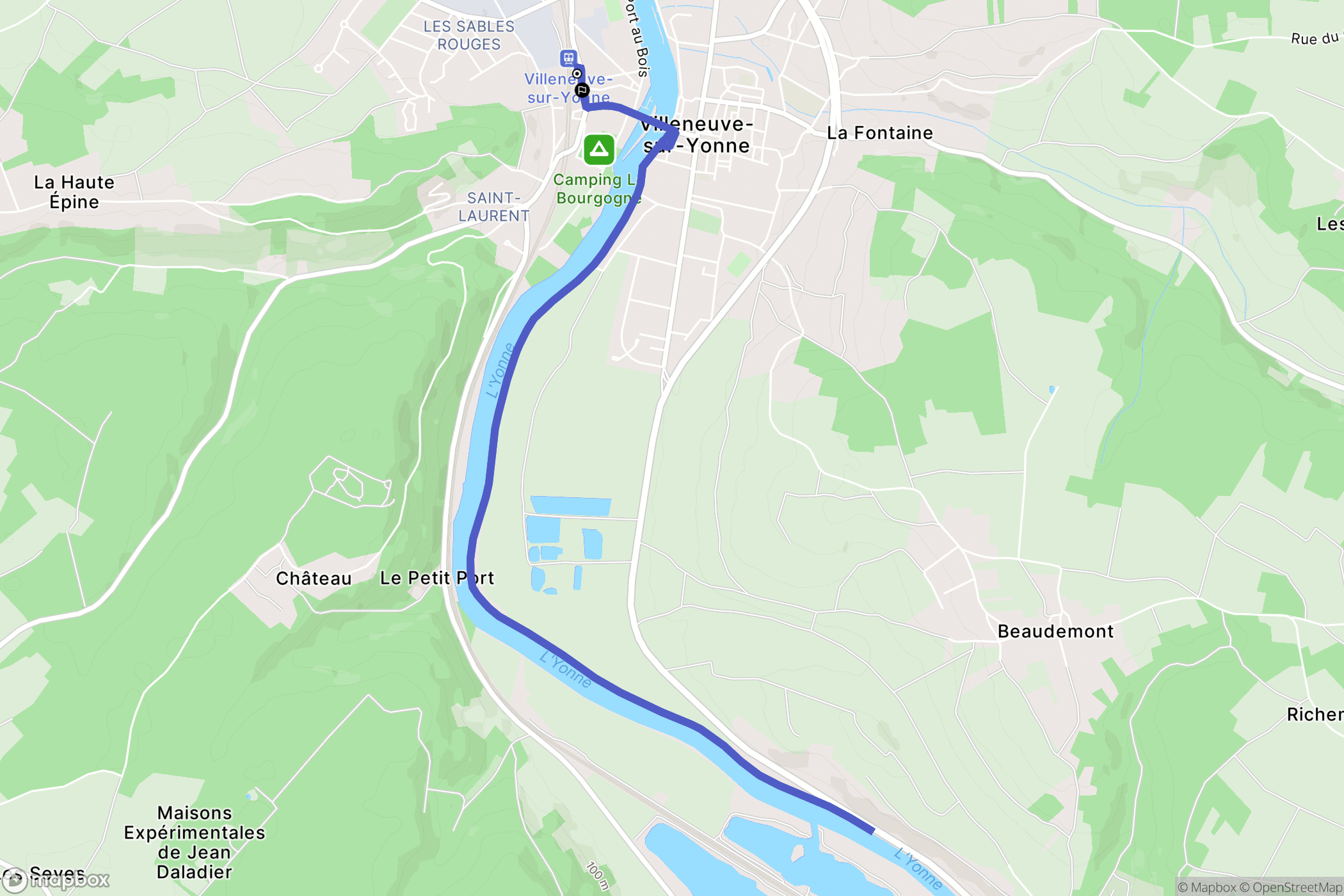 Villeneuve-sur-Yonne : carte du parcours de randonnée - France