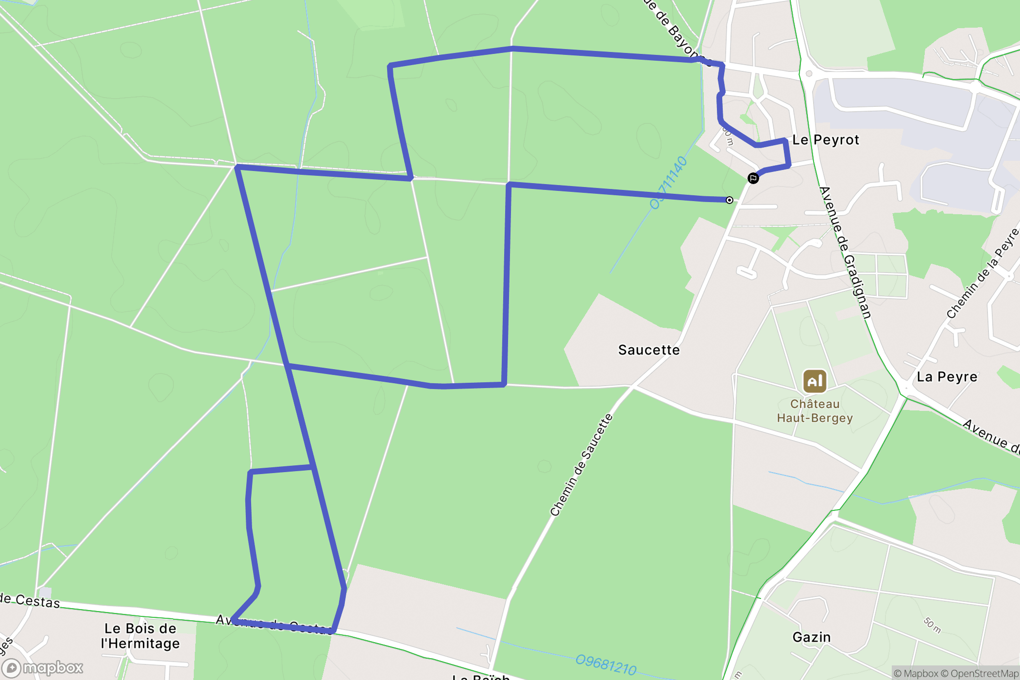 Léognan : carte du parcours de randonnée - France