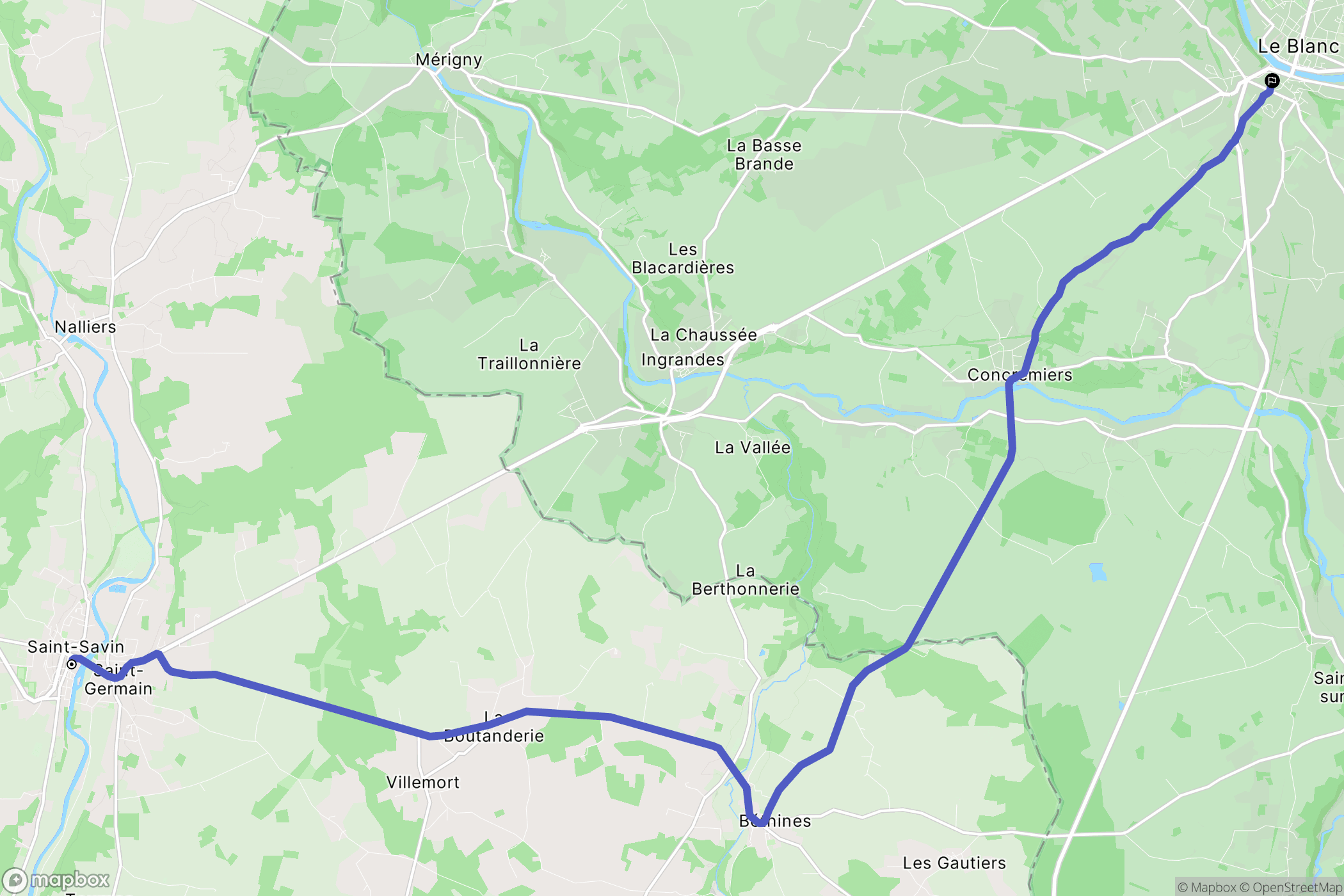Saint-Savin : carte du parcours de randonnée - France