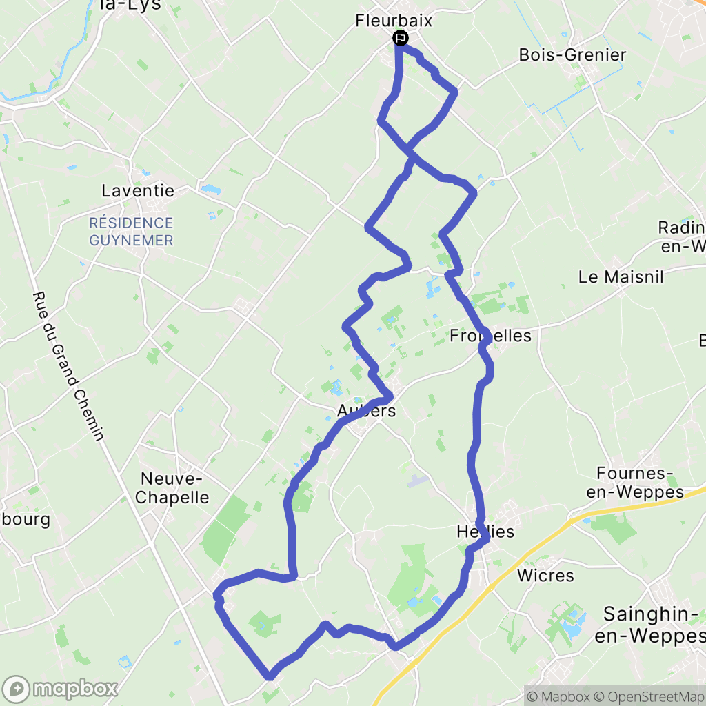 Fleurbaix : carte du parcours de randonnée - France