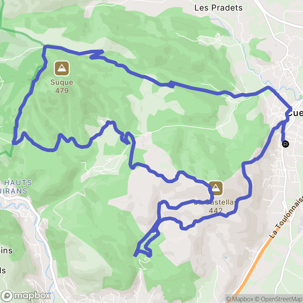 Cuers : carte du parcours de randonnée - France