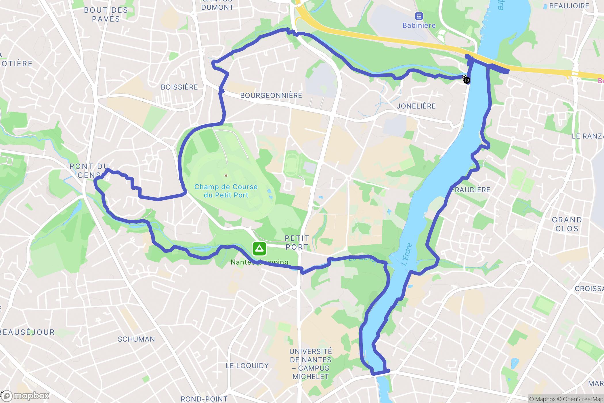 Nantes : carte du parcours de randonnée - France