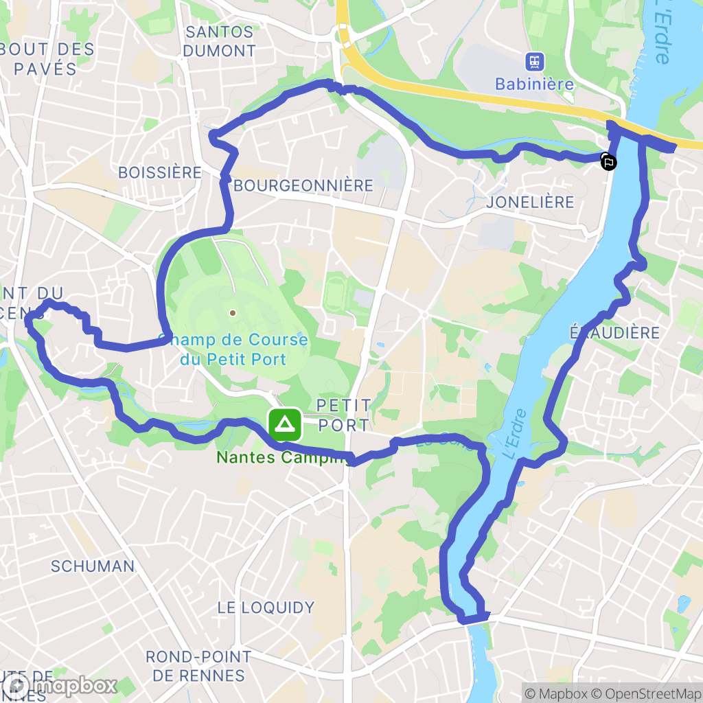 Nantes : carte du parcours de randonnée - France
