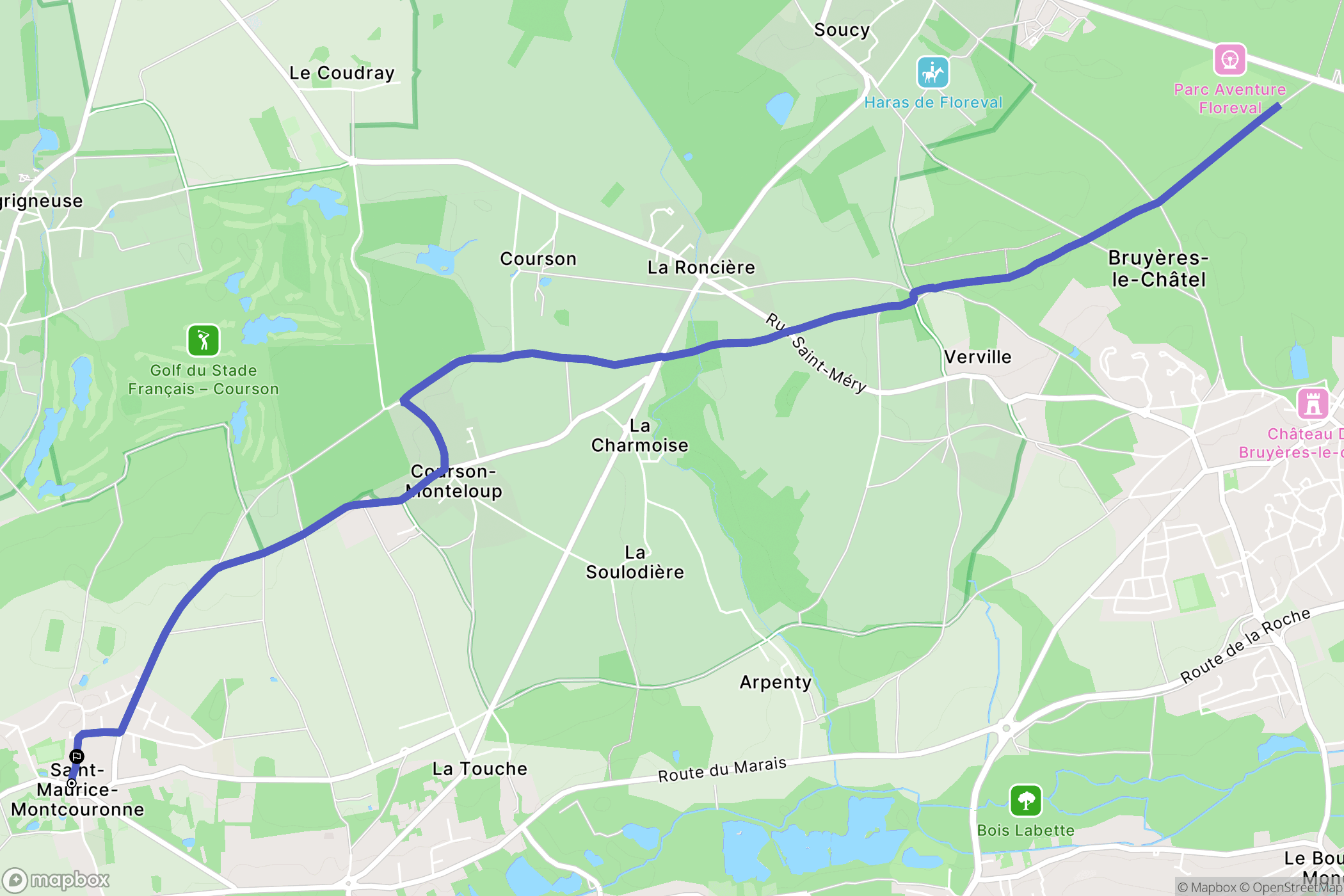 Saint-Maurice-Montcouronne : carte du parcours de randonnée - France