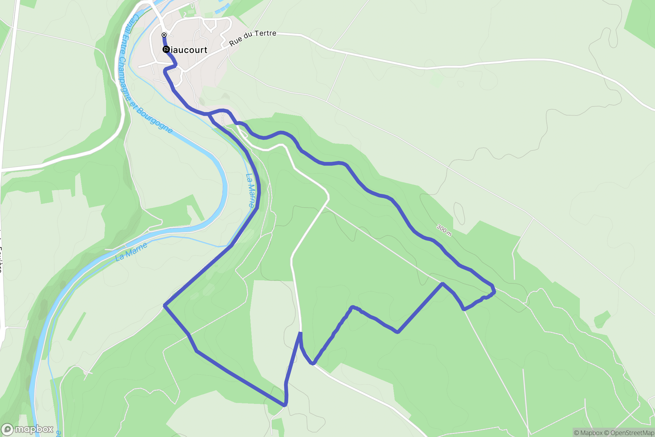 Riaucourt : carte du parcours de randonnée - France