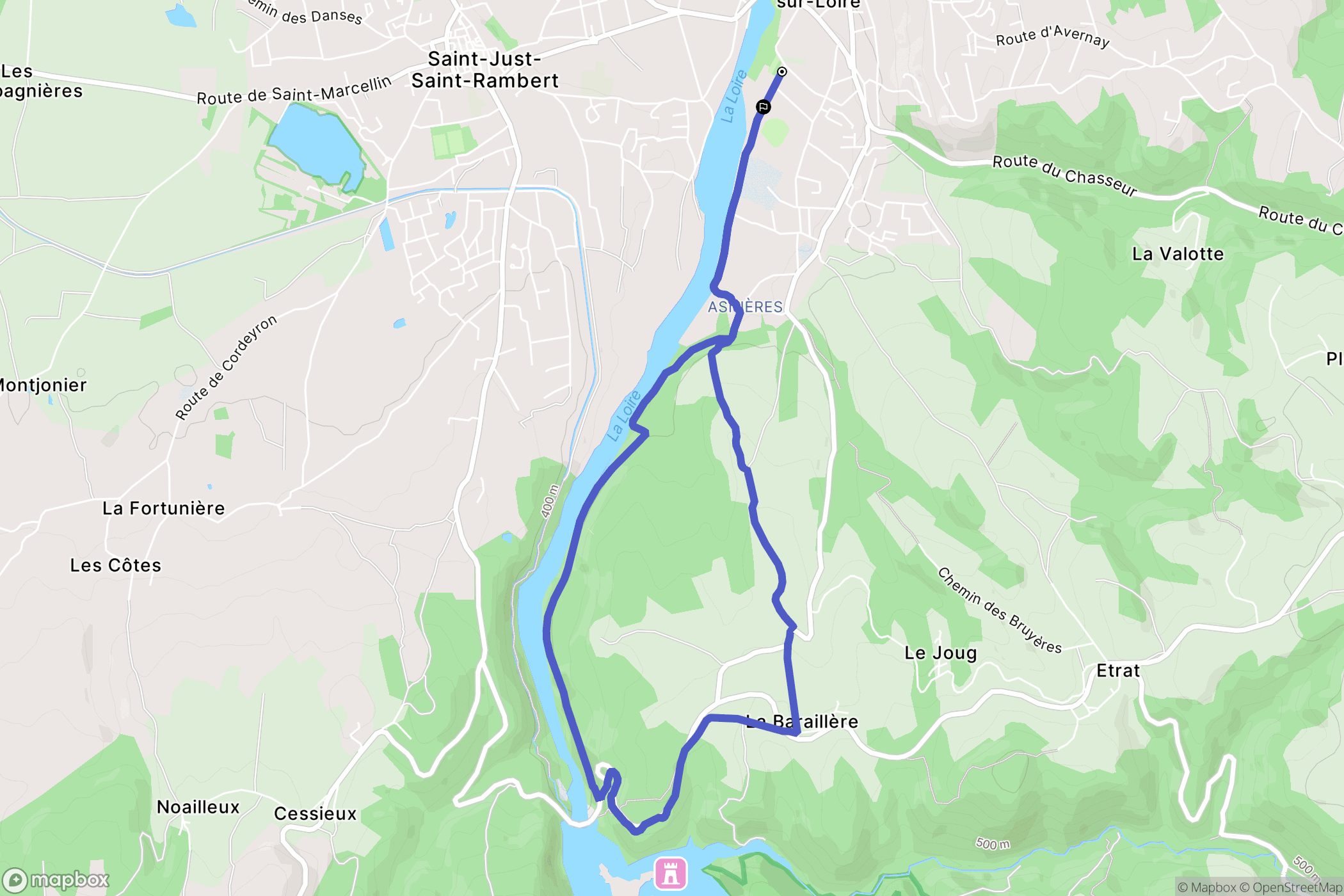 Saint-Just-Saint-Rambert : carte du parcours de randonnée - France