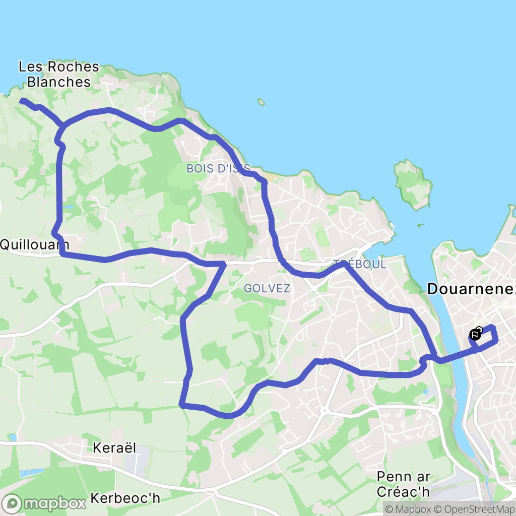 Douarnenez : carte du parcours de randonnée - France