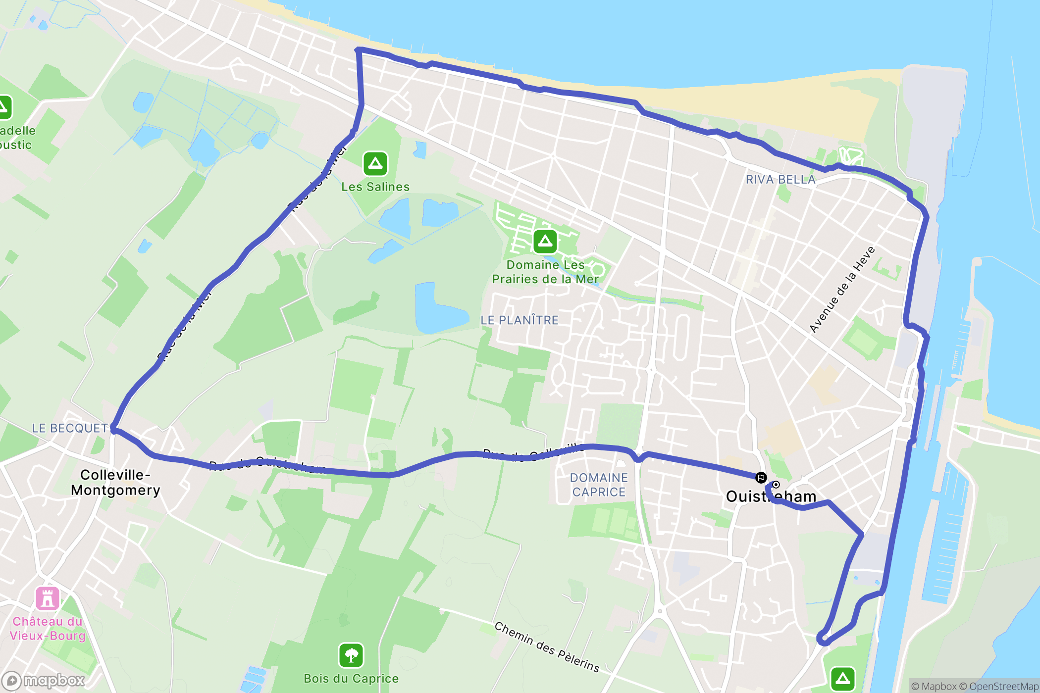 Ouistreham : carte du parcours de randonnée - France