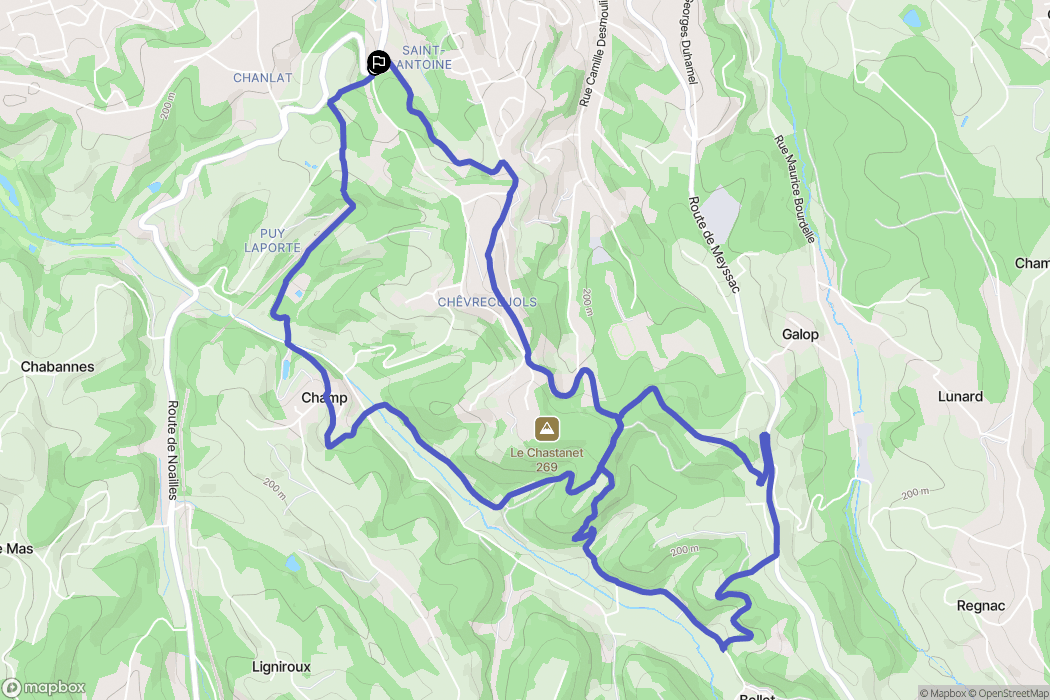 Brive-la-Gaillarde : carte du parcours de randonnée - France