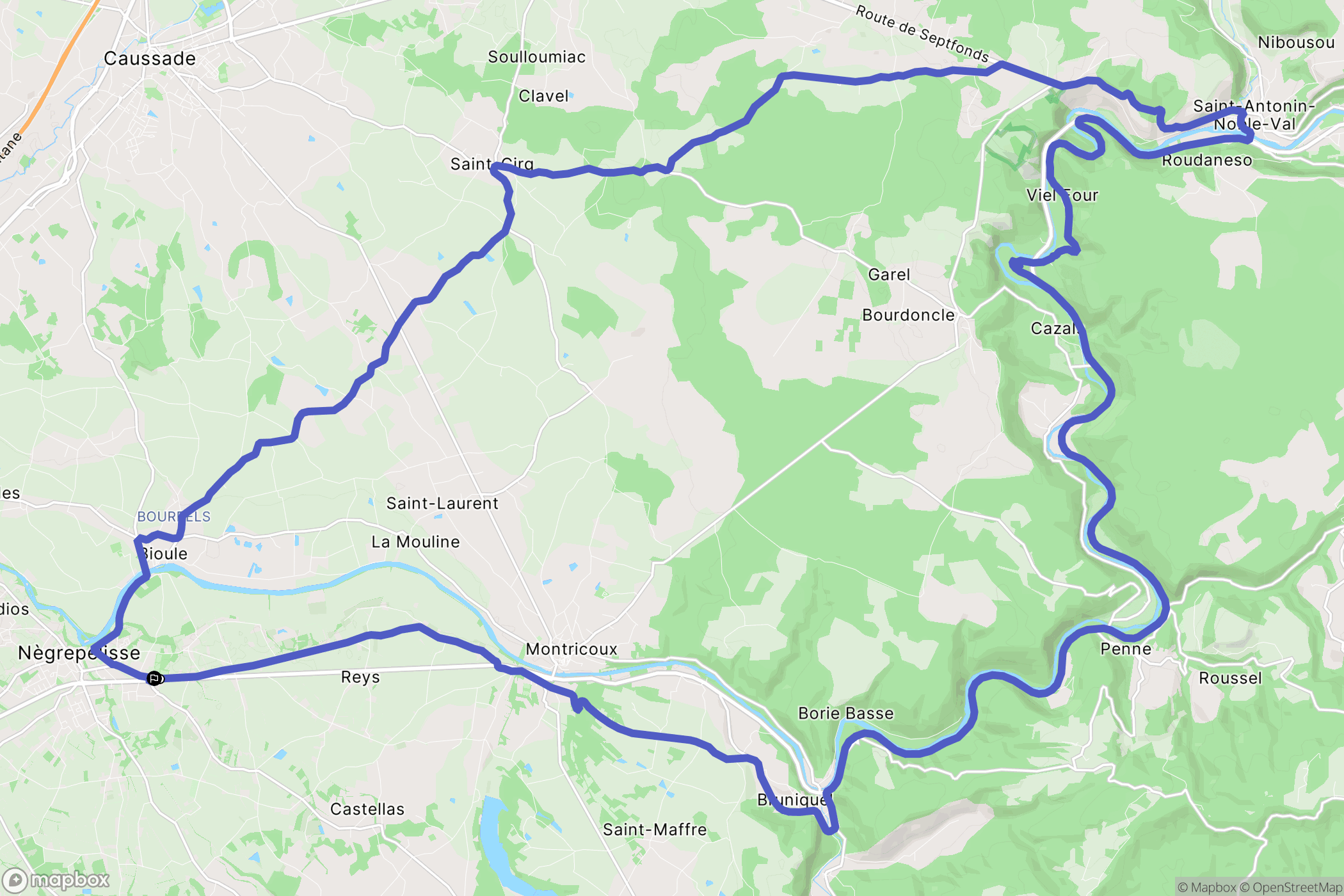 Nègrepelisse : carte du parcours de randonnée - France