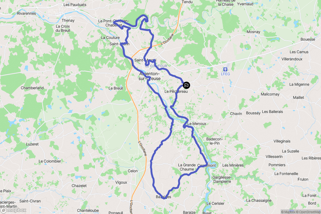 Le Pêchereau : carte du parcours de randonnée - France