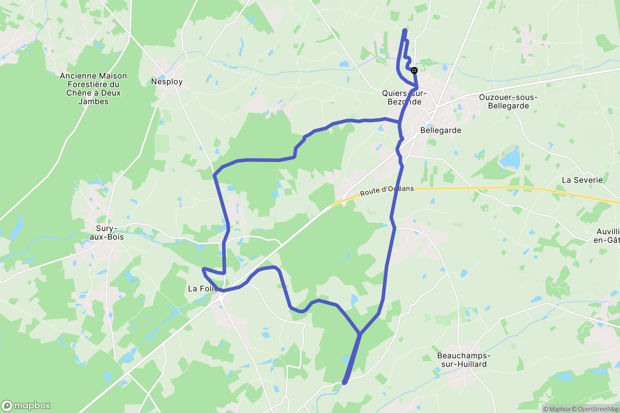 Quiers-sur-Bezonde : carte du parcours de randonnée - France