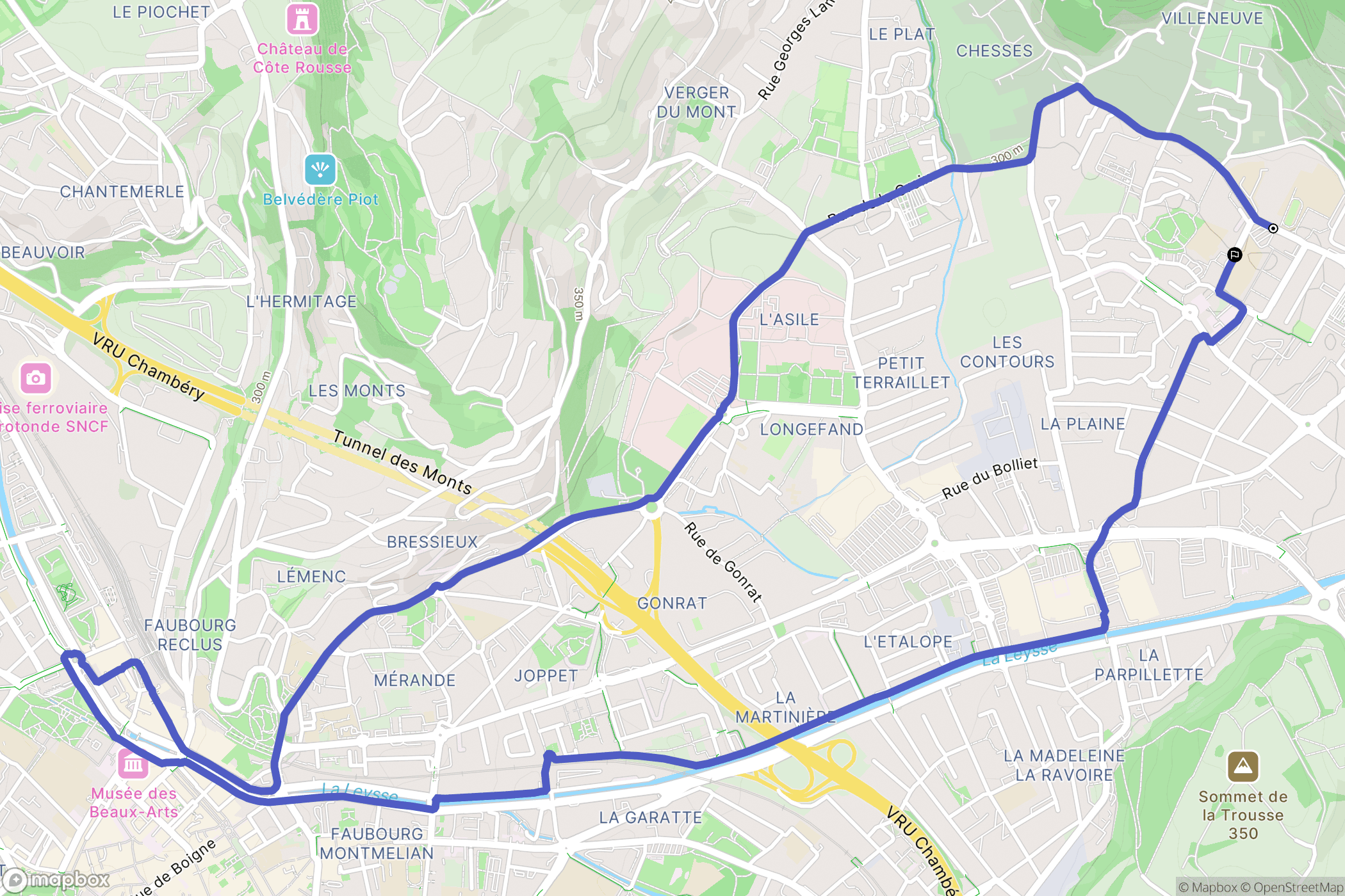 Saint-Alban-Leysse : carte du parcours de randonnée - France