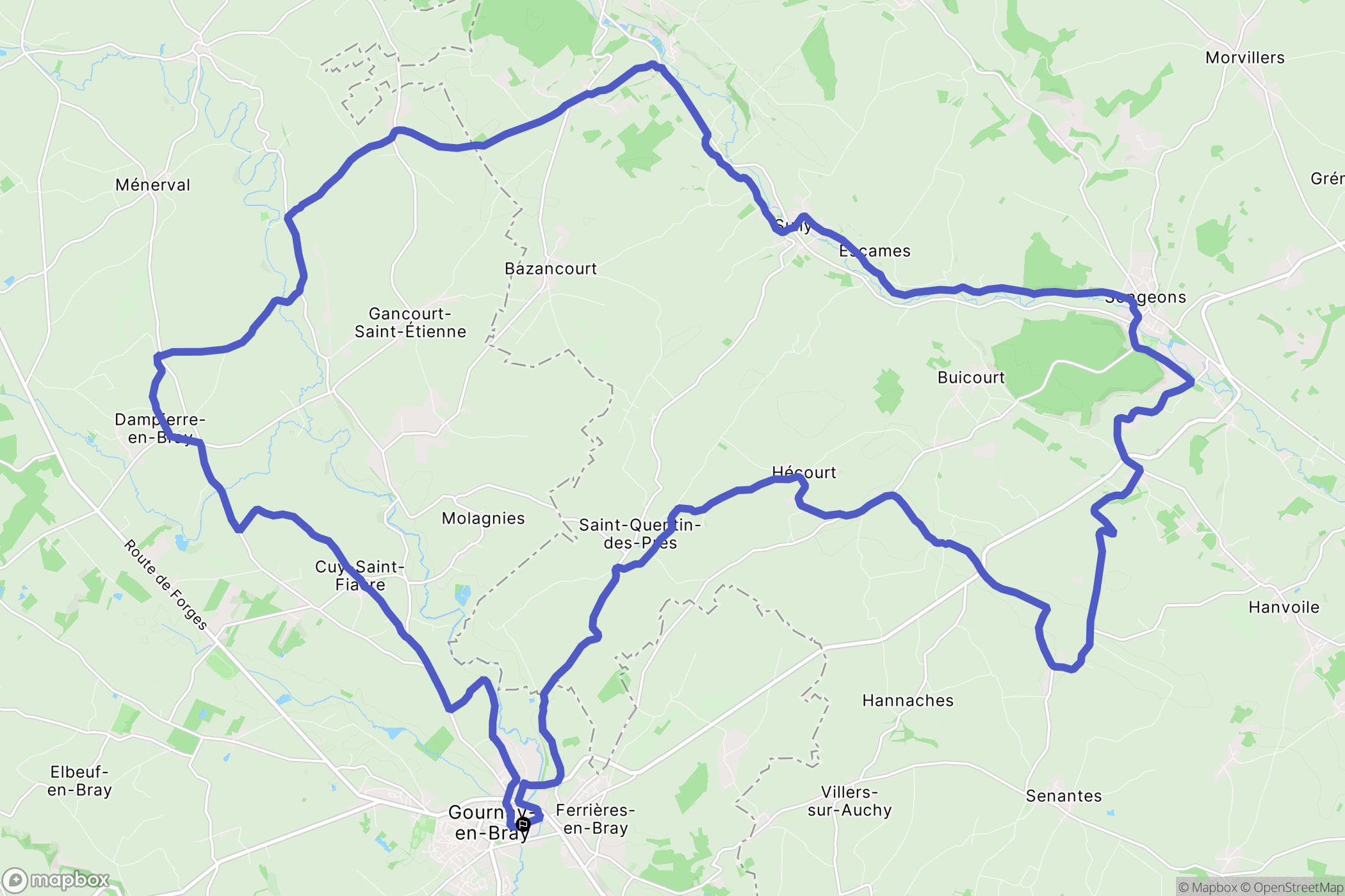 Gournay-en-Bray : carte du parcours de randonnée - France