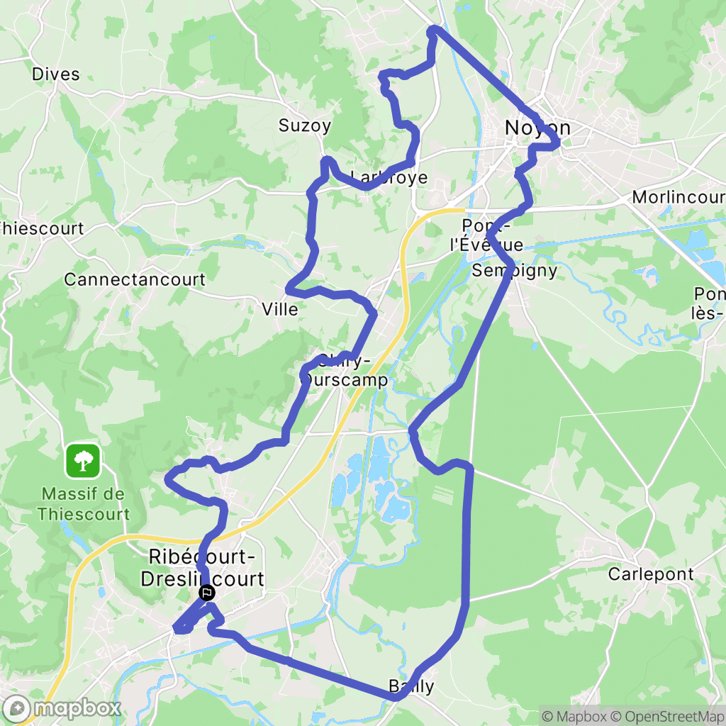 Ribécourt-Dreslincourt : carte du parcours de randonnée - France