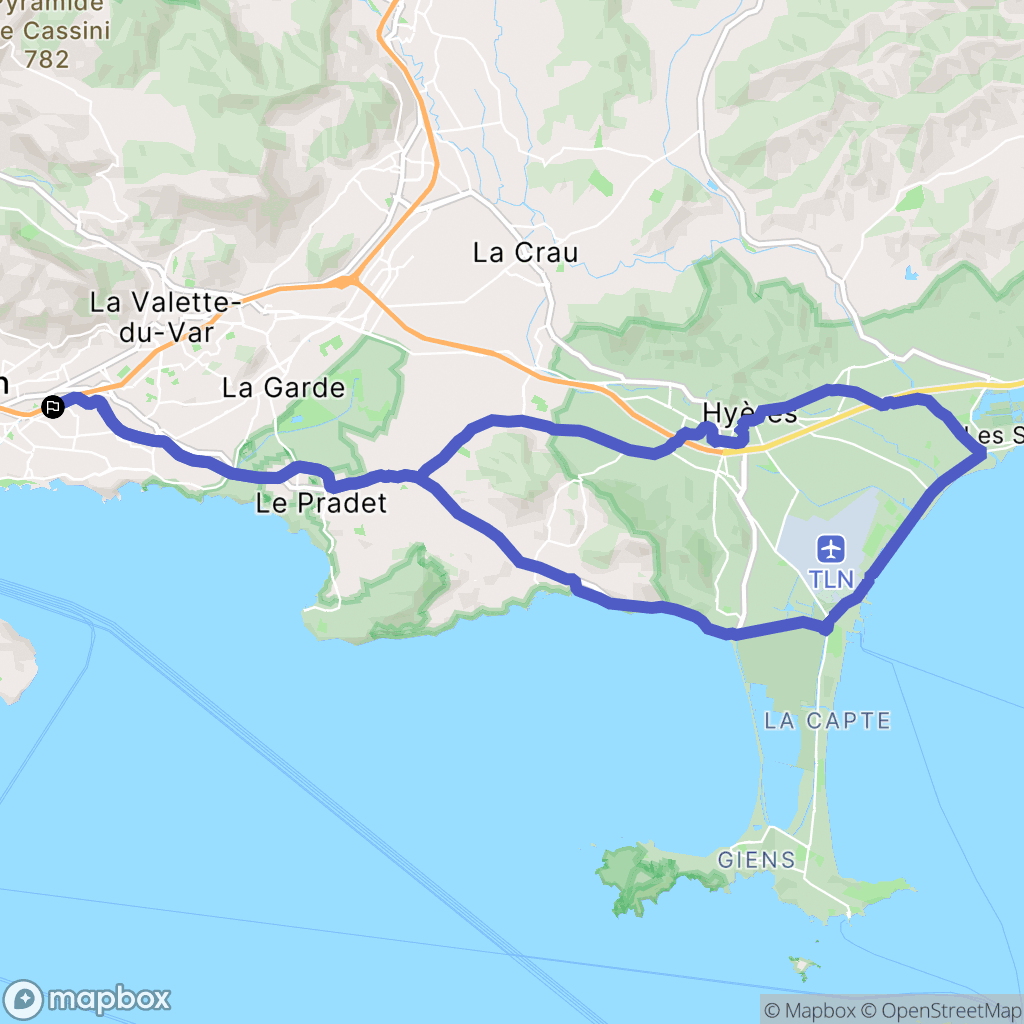 Toulon : carte du parcours de randonnée - France