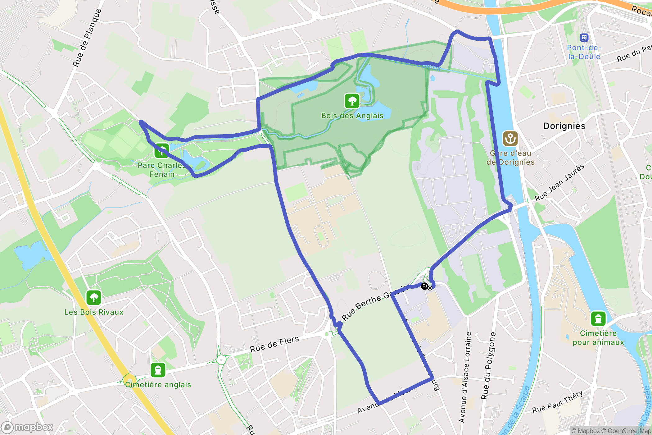 Douai : carte du parcours de randonnée - France