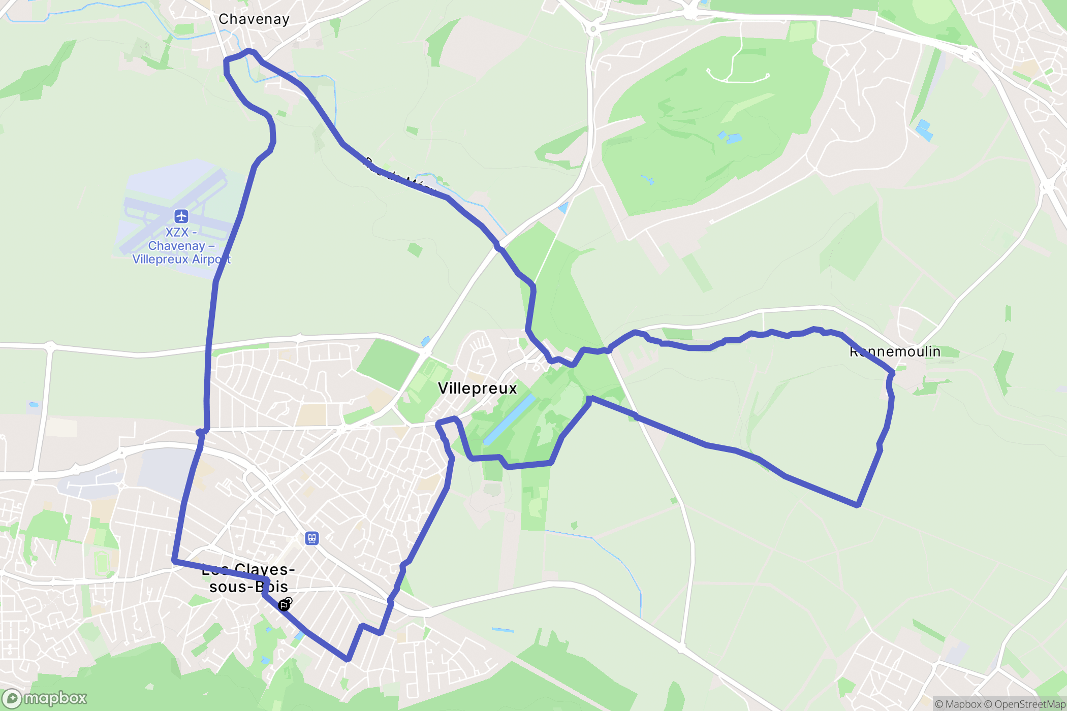 Les Clayes-sous-Bois : carte du parcours de randonnée - France