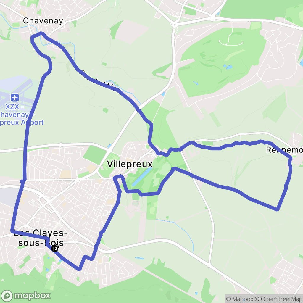 Les Clayes-sous-Bois : carte du parcours de randonnée - France