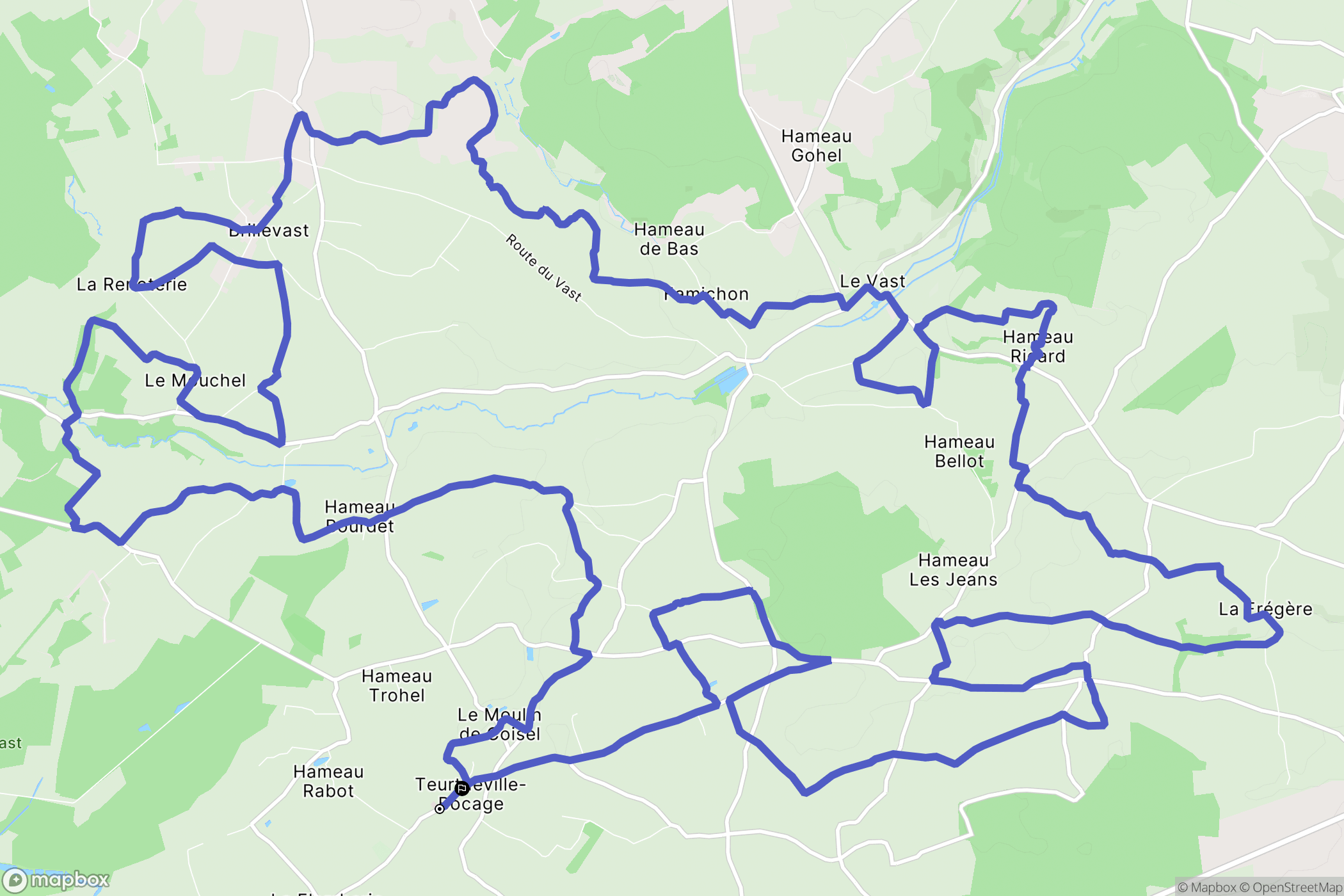 Teurthéville-Bocage : carte du parcours de randonnée - France