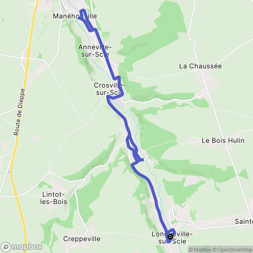 Longueville-sur-Scie : carte du parcours de randonnée - France