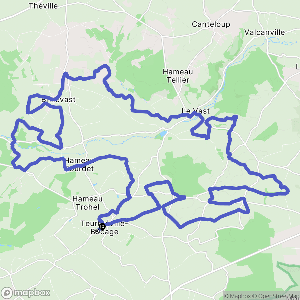 Teurthéville-Bocage : carte du parcours de randonnée - France