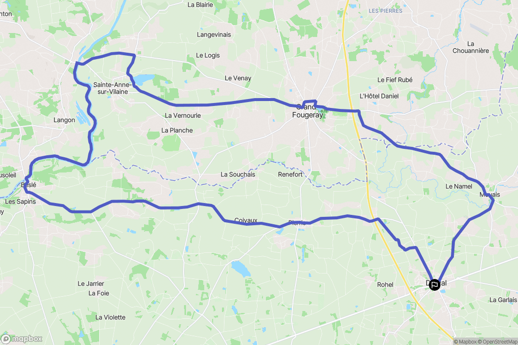 Derval : carte du parcours de randonnée - France