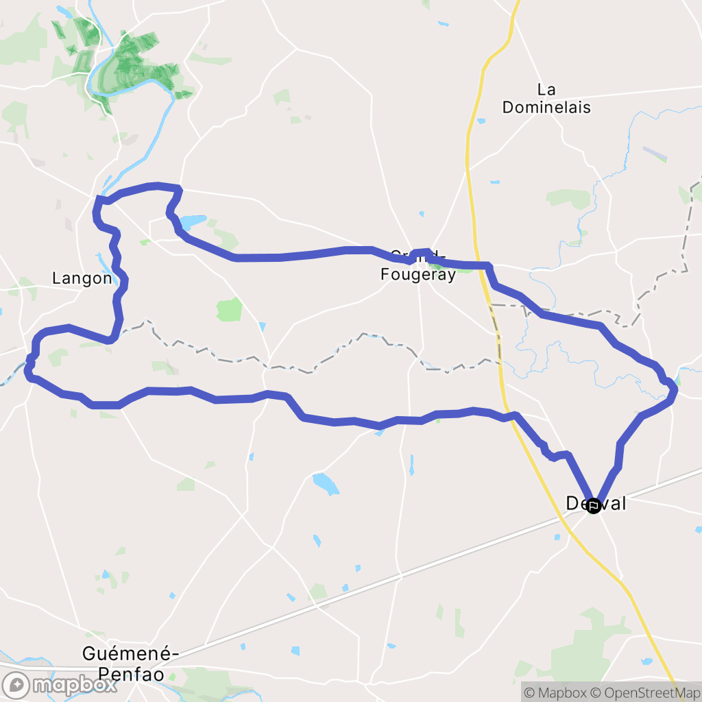 Derval : carte du parcours de randonnée - France