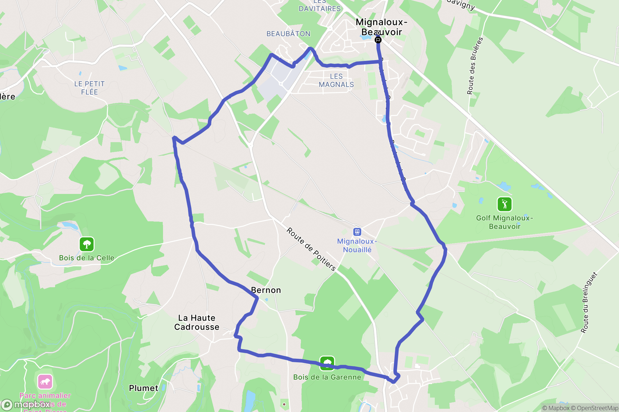 Mignaloux-Beauvoir : carte du parcours de randonnée - France