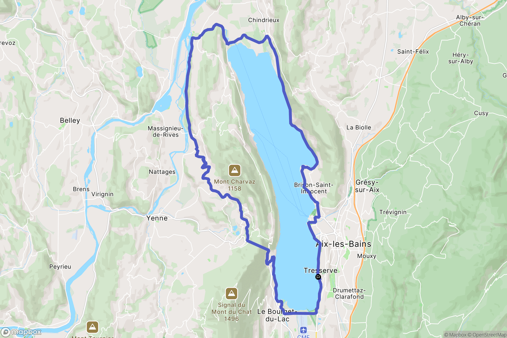Tresserve : carte du parcours de randonnée - France