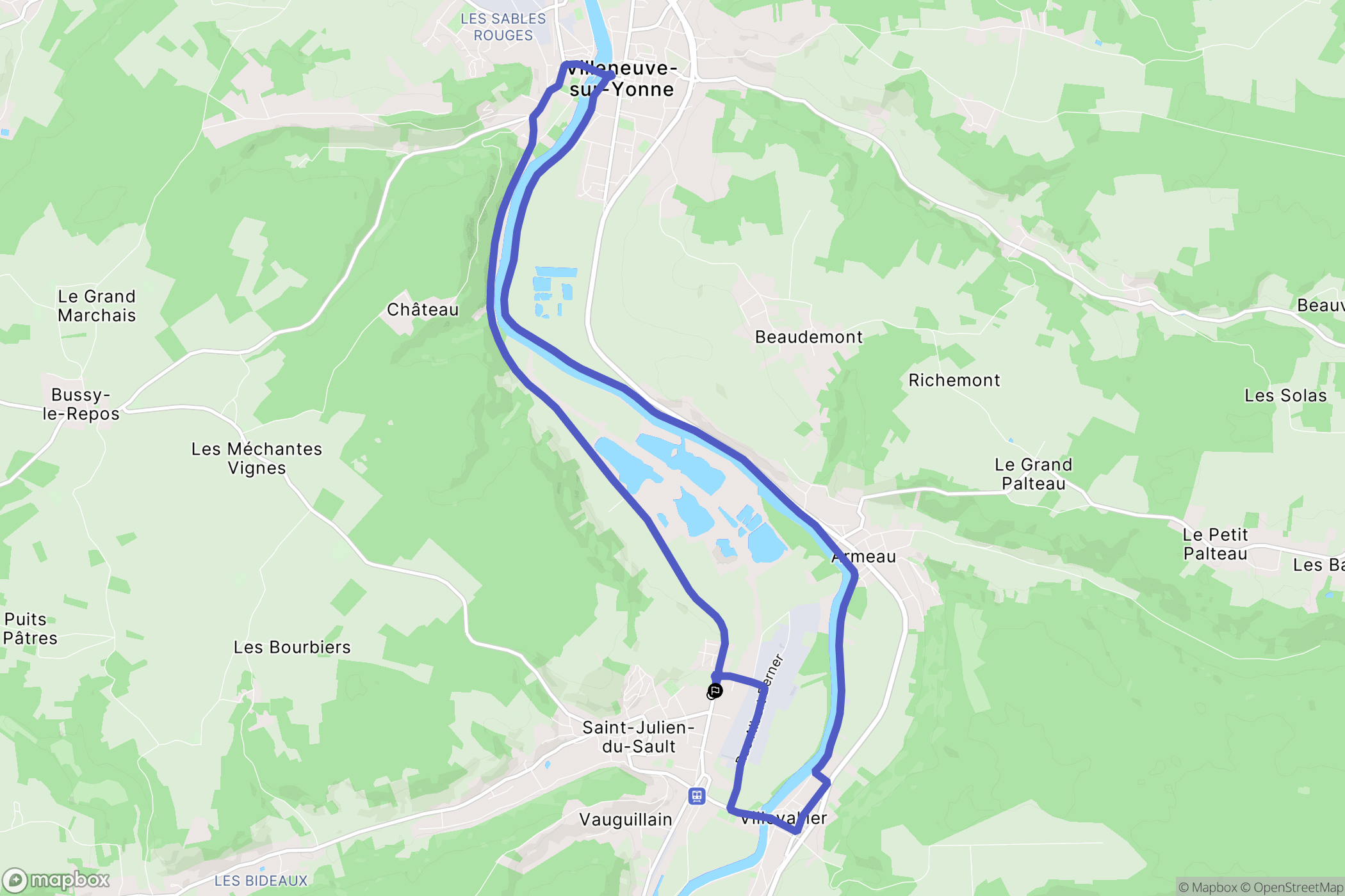 Saint-Julien-du-Sault : carte du parcours de randonnée - France
