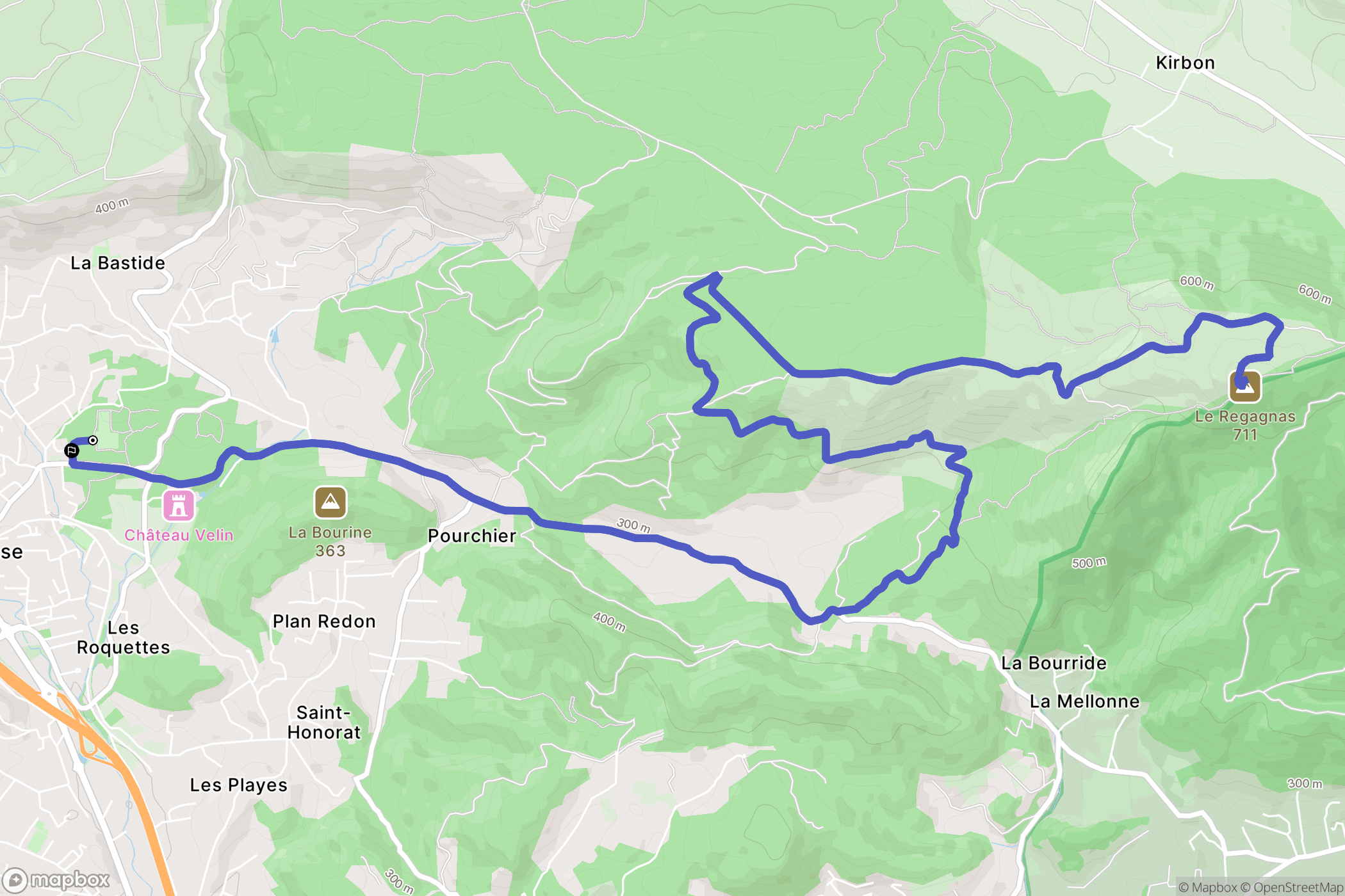 La Bouilladisse : carte du parcours de randonnée - France