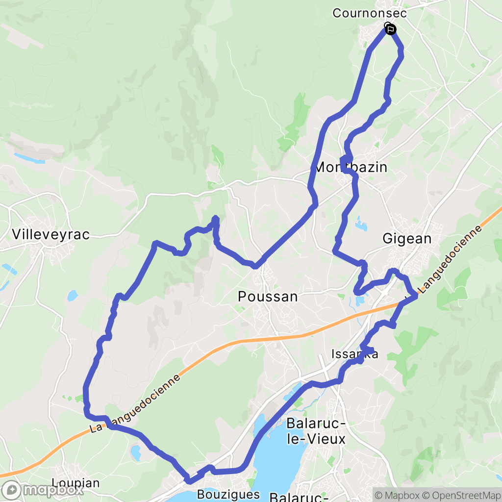 Cournonsec : carte du parcours de randonnée - France
