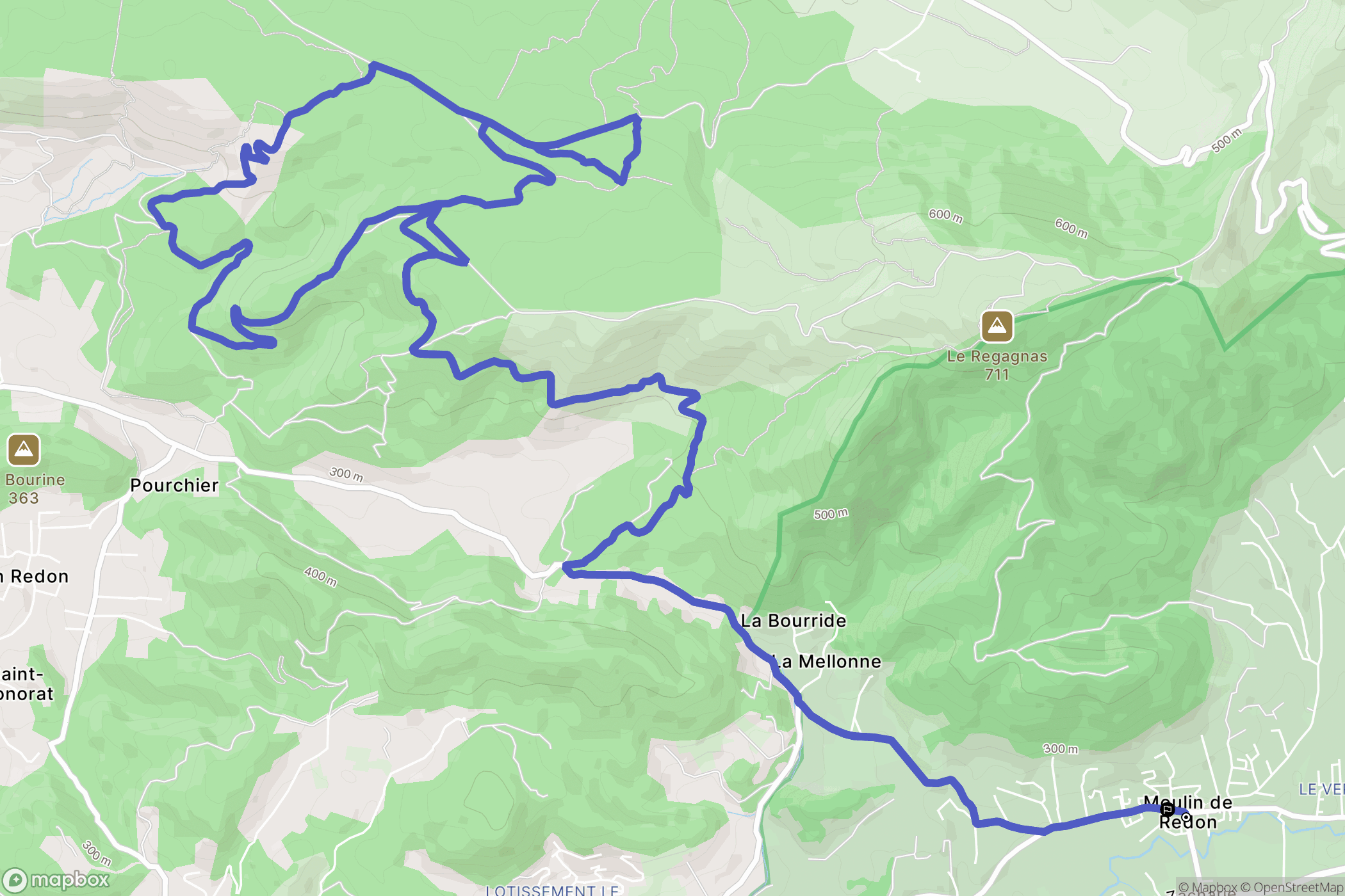 Auriol : carte du parcours de randonnée - France