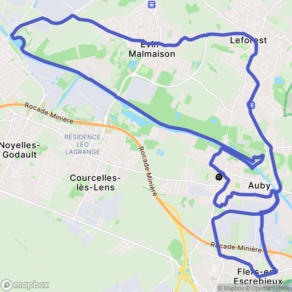 Auby : carte du parcours de randonnée - France