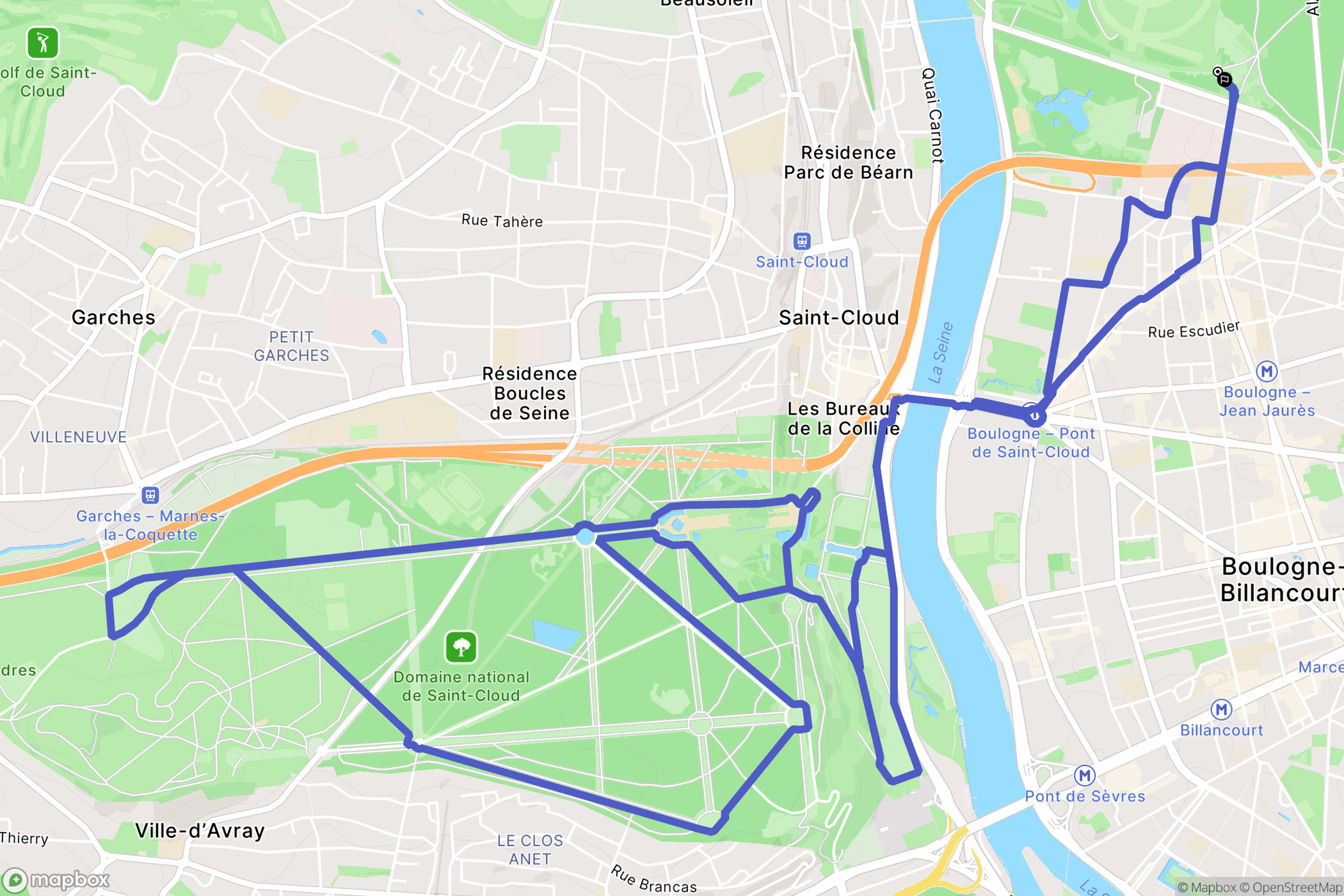 Paris : carte du parcours de randonnée - France