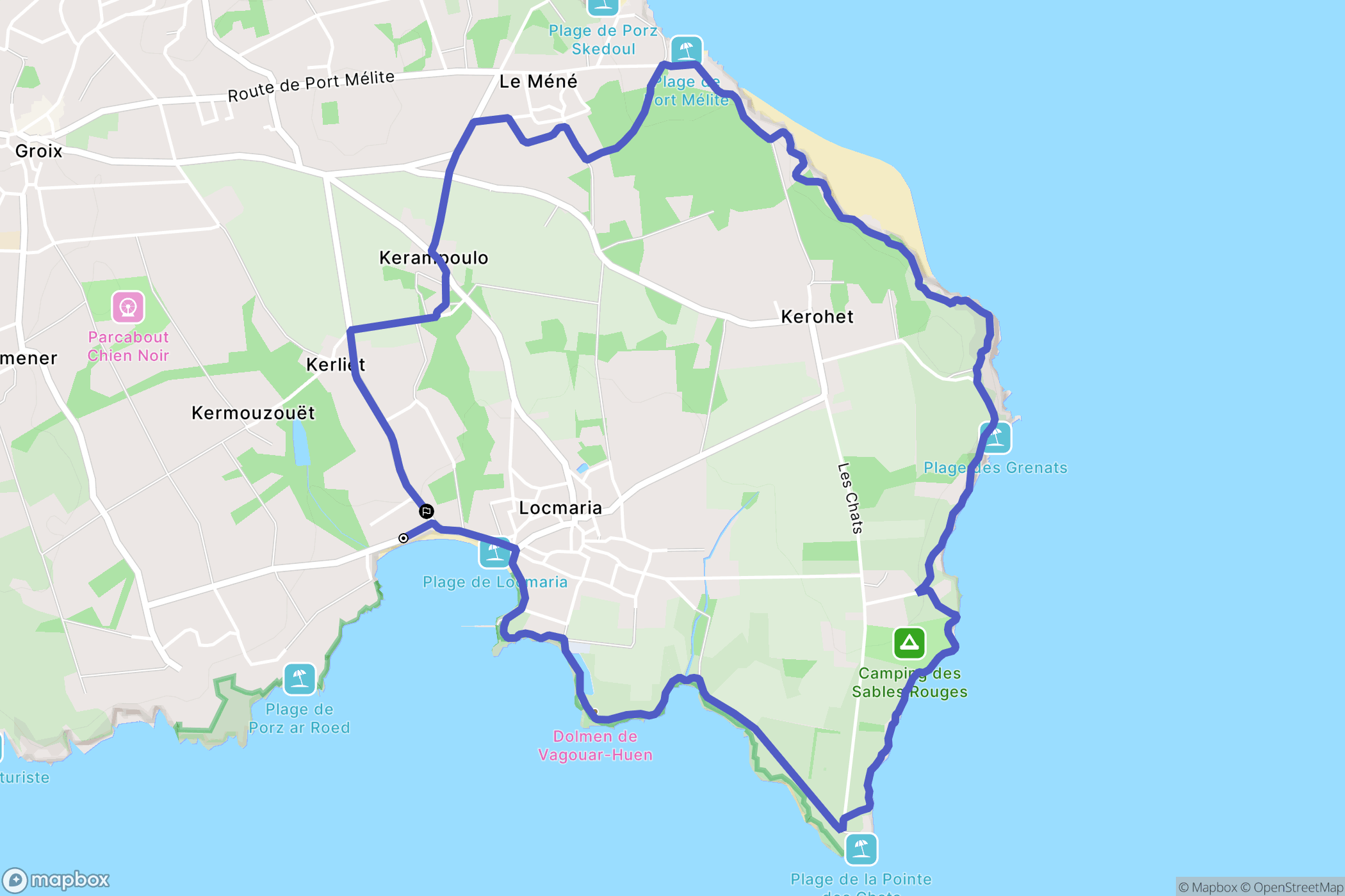 Groix : carte du parcours de randonnée - France