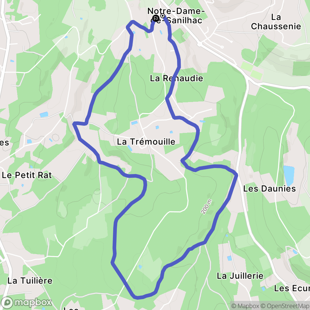 Sanilhac : carte du parcours de randonnée - France