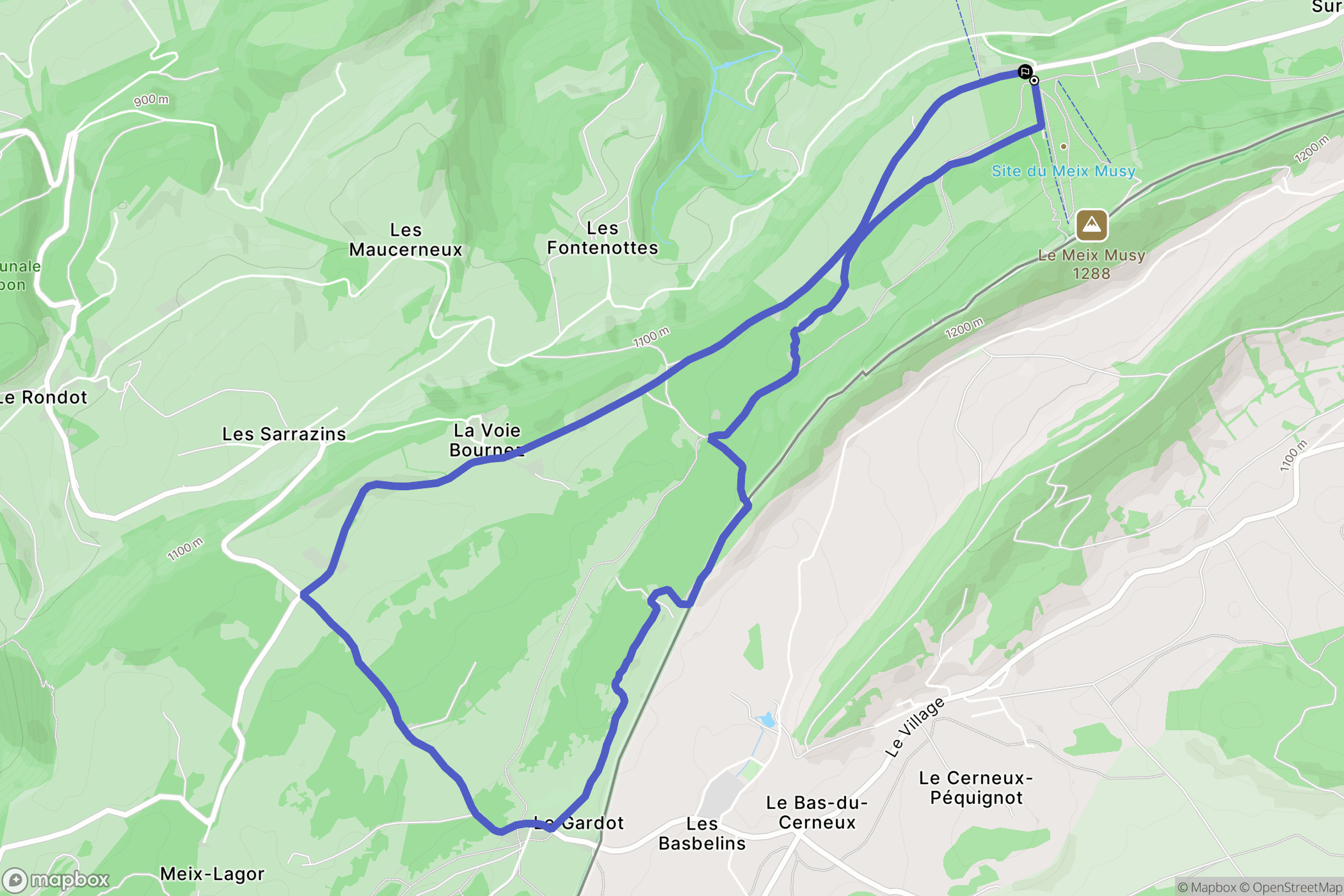 Montlebon : carte du parcours de randonnée - France
