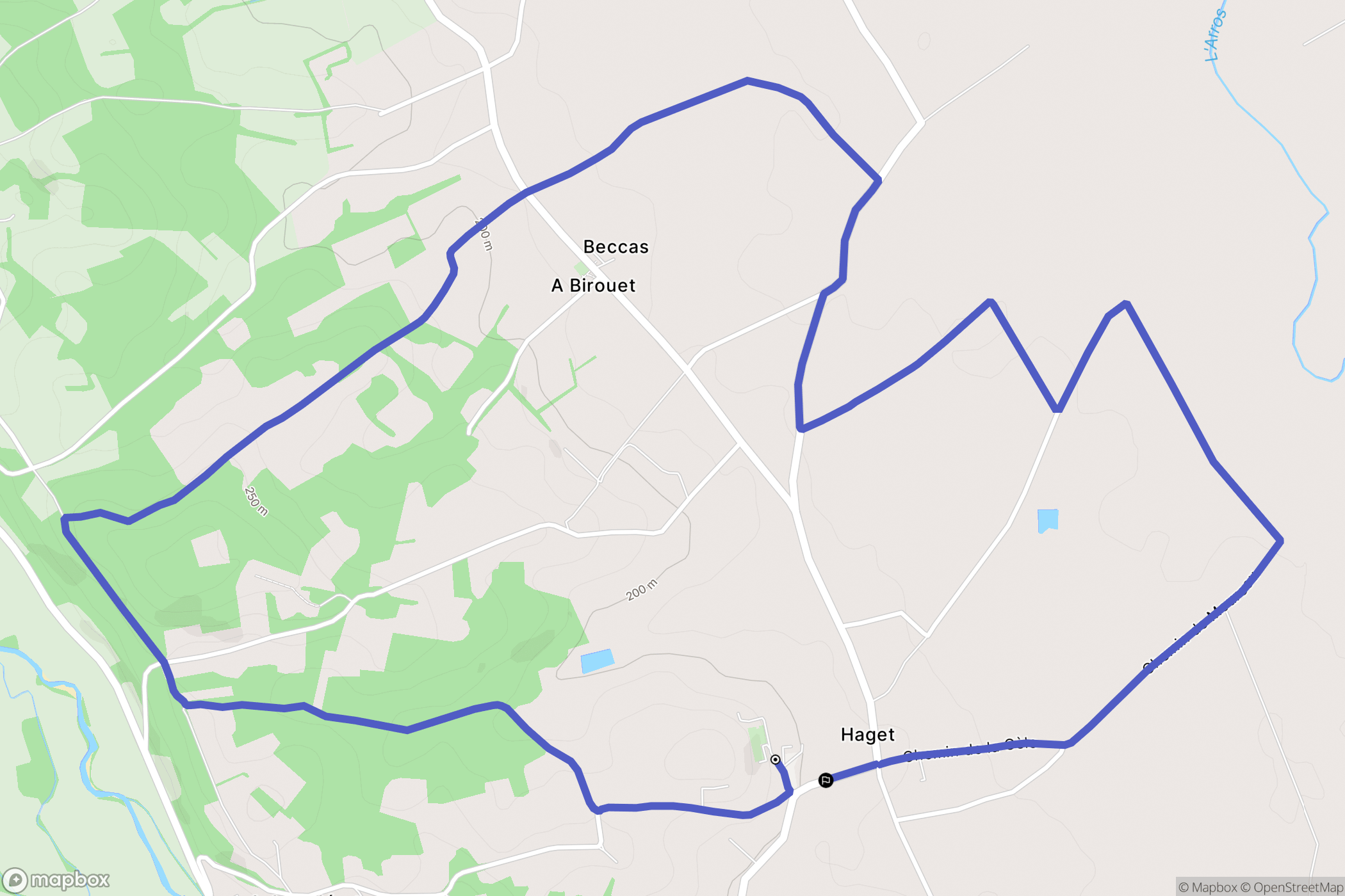 Haget : carte du parcours de randonnée - France