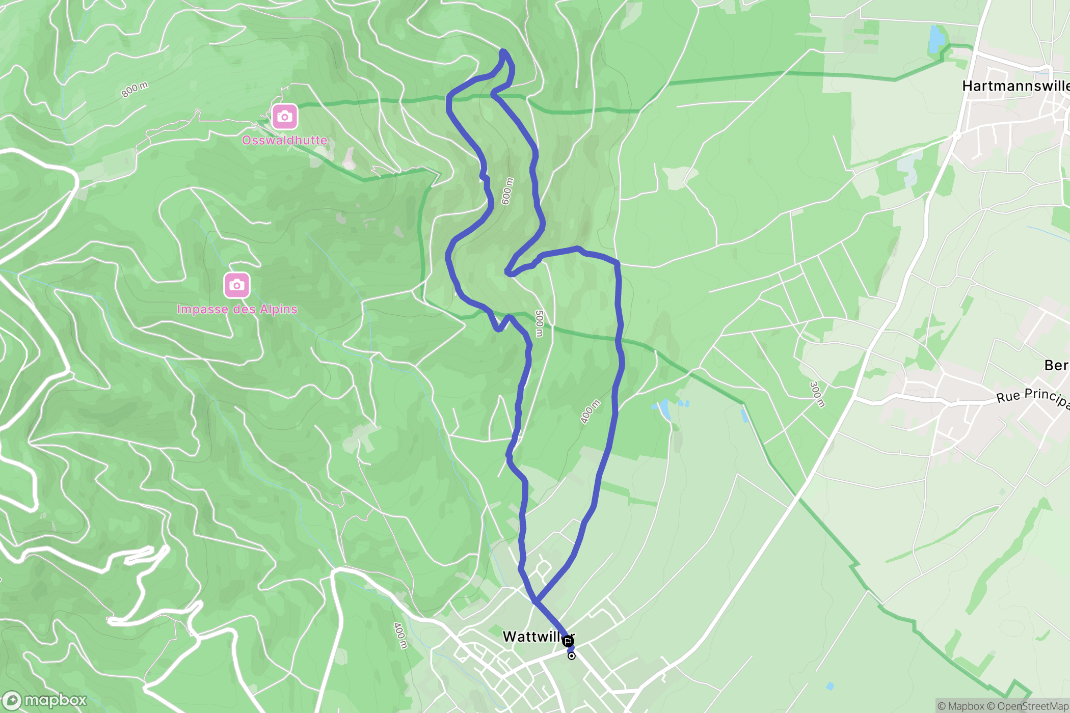 Wattwiller : carte du parcours de randonnée - France