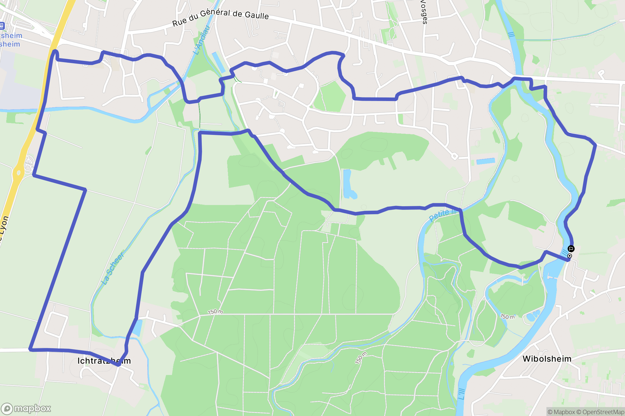Eschau : carte du parcours de randonnée - France