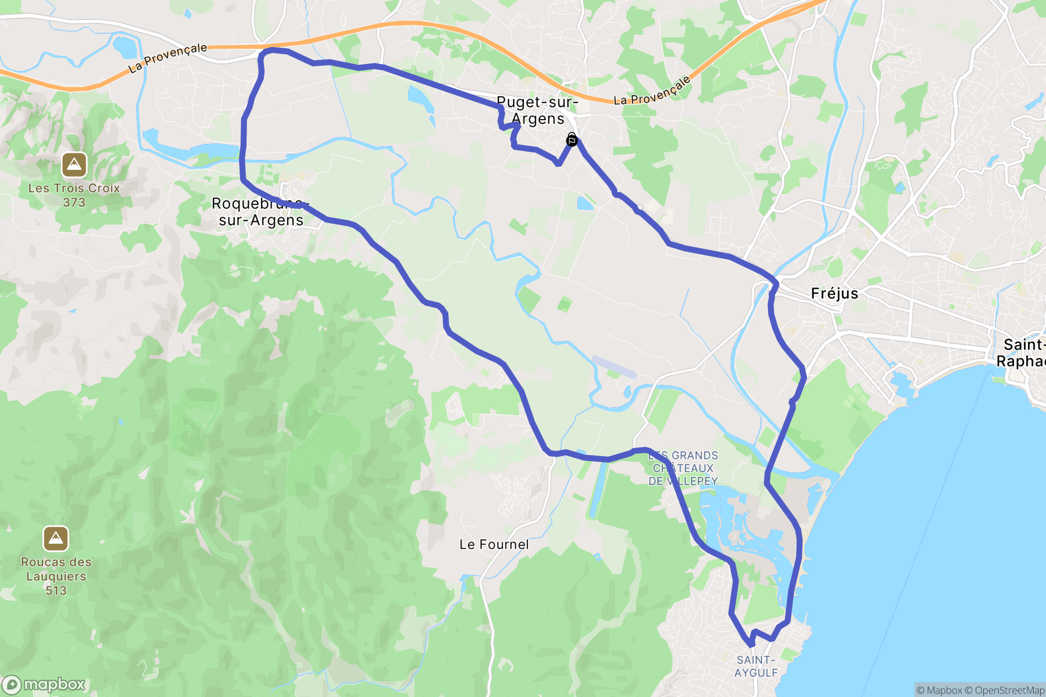 Puget-sur-Argens : carte du parcours de randonnée - France