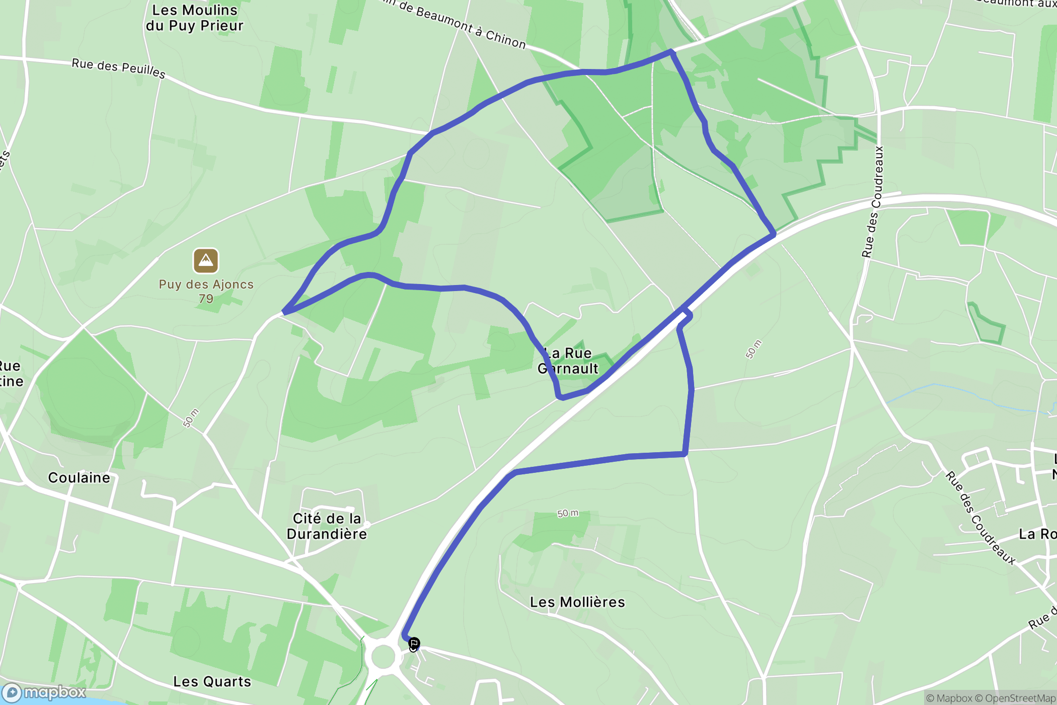 Chinon : carte du parcours de randonnée - France