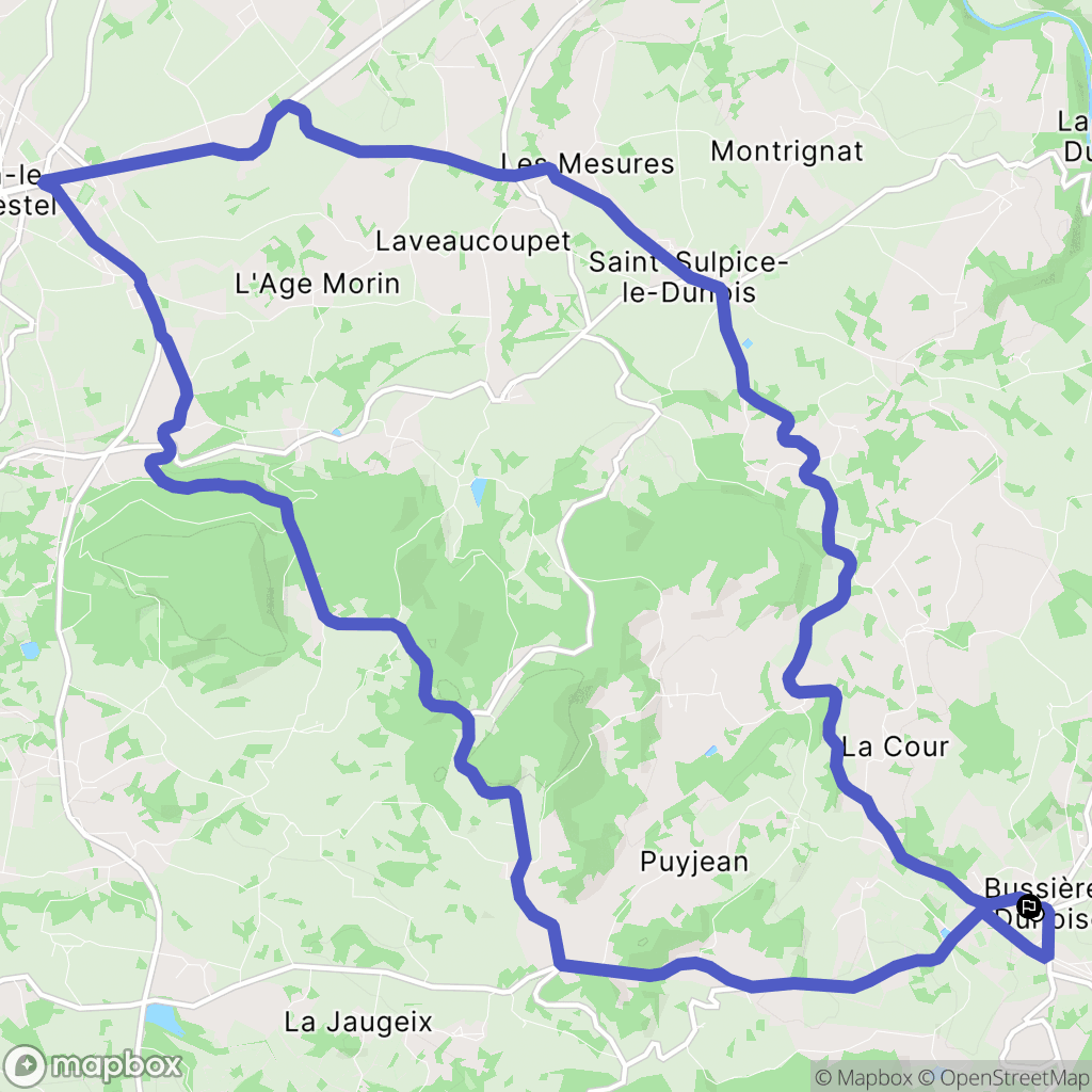Bussière-Dunoise : carte du parcours de randonnée - France