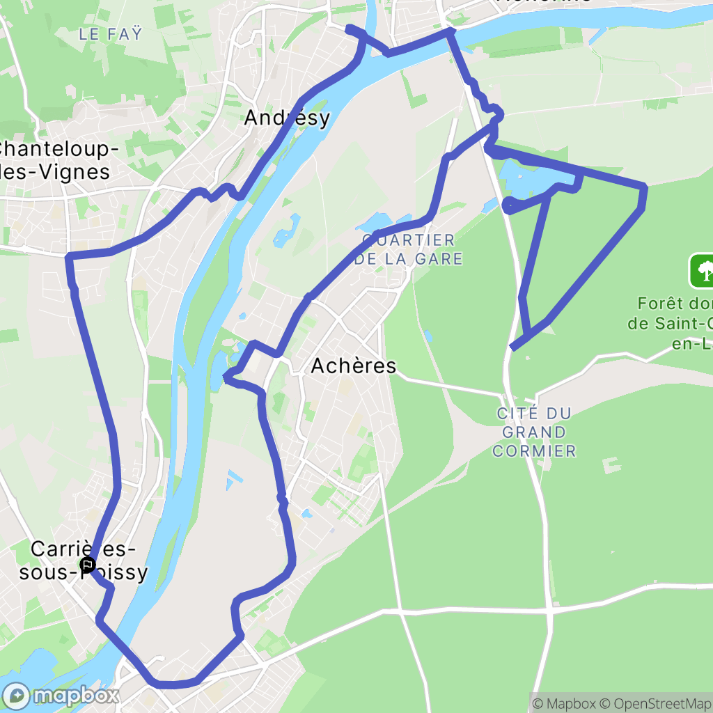 Carrières-sous-Poissy : carte du parcours de randonnée - France