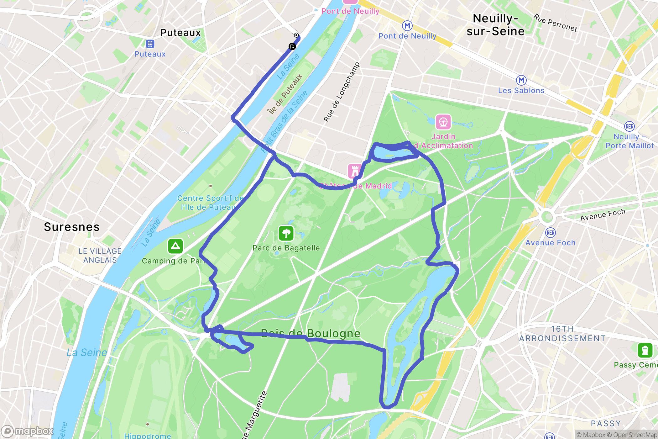 Puteaux : carte du parcours de randonnée - France