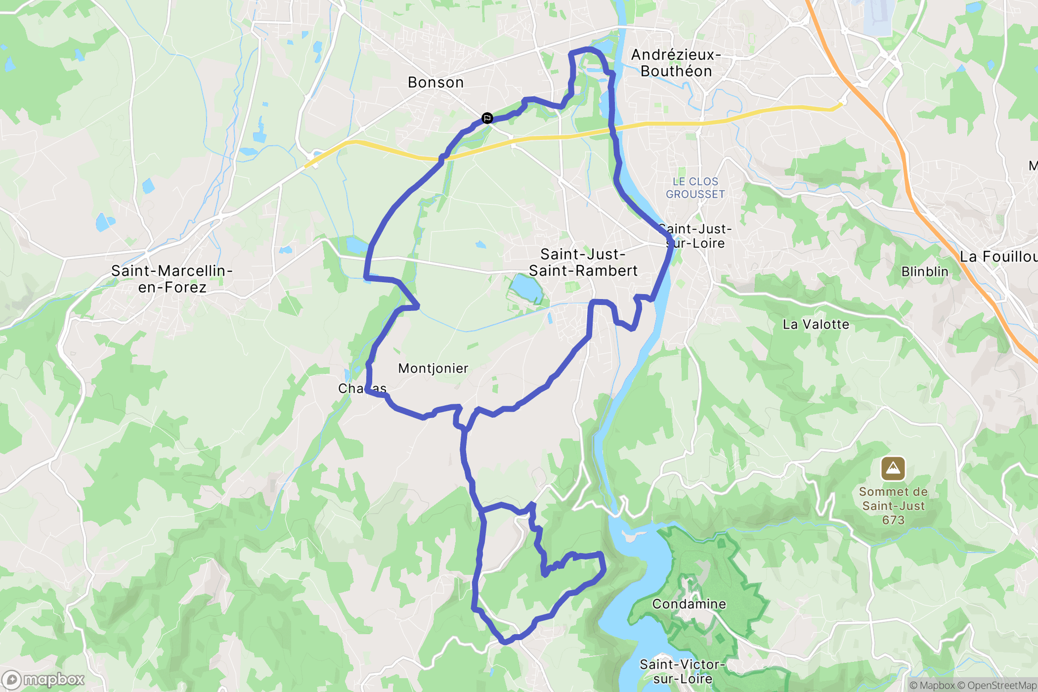 Bonson : carte du parcours de randonnée - France